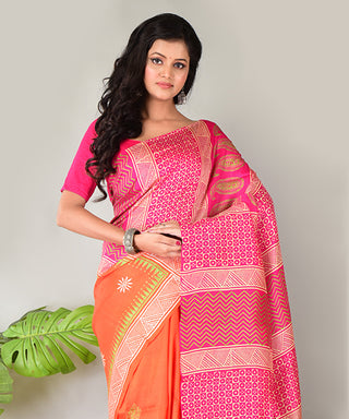 Resham Shilpi Exclusive Block Printed Mulberry Silk Saree – Luxury Handcrafted Tradition