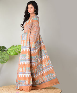 Resham Shilpi Exclusive Block Printed Mulberry Silk Saree – Luxury Handcrafted Tradition
