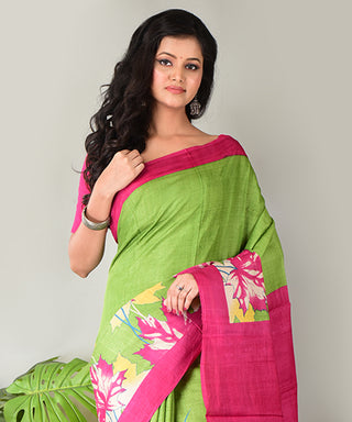 Resham Shilpi Exclusive Block Printed Tussar Silk Saree