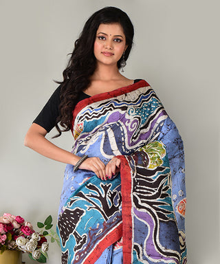 Resham Shilpi Silk Hand Batik Saree – Elegant Traditional Artistry with Handcrafted Design