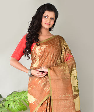 Resham Shilpi Exclusive Block Printed Tussar Silk Saree