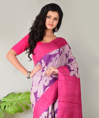 Resham Shilpi Exclusive Block Printed Tussar Silk Saree