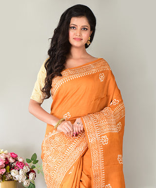 Resham Shilpi Exclusive Block Printed Mulberry Silk Saree – Luxury Handcrafted Tradition
