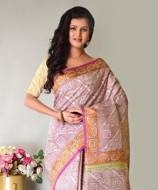 Resham Shilpi Exclusive Block Printed Mulberry Silk Saree – Luxury Handcrafted Tradition
