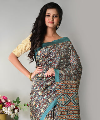 Resham Shilpi Exclusive Block Printed Mulberry Silk Saree – Luxury Handcrafted Tradition