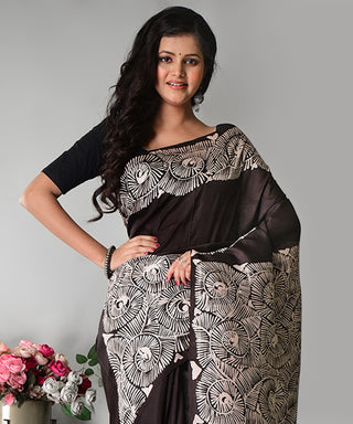 Resham Shilpi Silk Hand Batik Saree – Elegant Traditional Artistry with Handcrafted Design