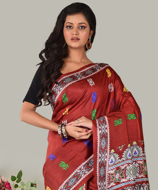 Resham Shilpi Exclusive Block Printed Mulberry Silk Saree – Luxury Handcrafted Tradition