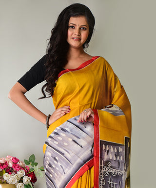 Resham Shilpi Exclusive Hand Painted Mulberry Silk Saree – Artistic Elegance in Every Thread