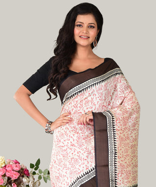 Resham Shilpi Exclusive Block Printed Mulberry Silk Saree – Luxury Handcrafted Tradition