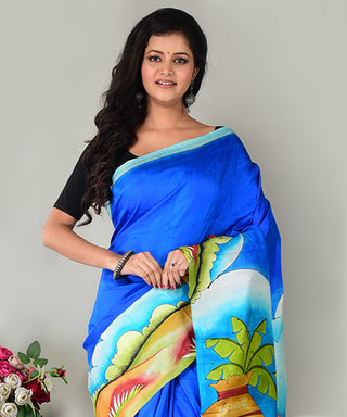 Resham Shilpi Exclusive Hand Painted Mulberry Silk Saree – Artistic Elegance in Every Thread