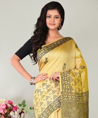 Resham Shilpi Exclusive Block Printed Mulberry Silk Saree – Luxury Handcrafted Tradition