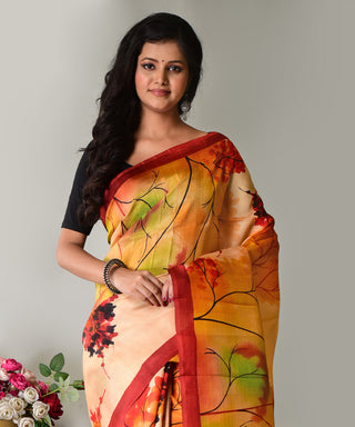 Resham Shilpi Exclusive Hand Painted Mulberry Silk Saree – Artistic Elegance in Every Thread