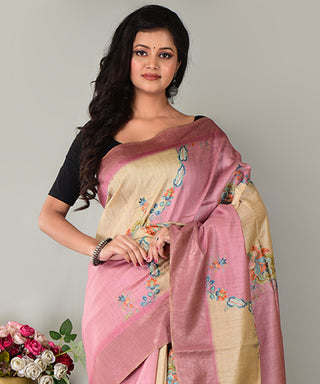 Resham Shilpi Exclusive Hand Painted Tussar Silk Saree – Artistic Elegance for Every Occasion