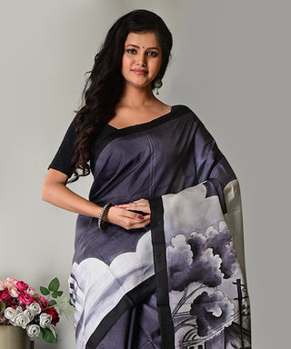 Resham Shilpi Exclusive Hand Painted Mulberry Silk Saree – Artistic Elegance in Every Thread