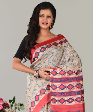 Resham Shilpi Exclusive Block Printed Mulberry Silk Saree – Luxury Handcrafted Tradition