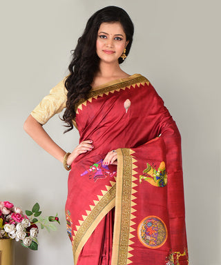 Resham Shilpi Exclusive Block Printed Mulberry Silk Saree – Luxury Handcrafted Tradition