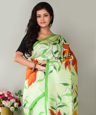 Resham Shilpi Exclusive Hand Painted Mulberry Silk Saree – Artistic Elegance in Every Thread
