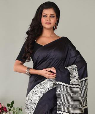 Resham Shilpi Exclusive Block Printed Mulberry Silk Saree – Luxury Handcrafted Tradition