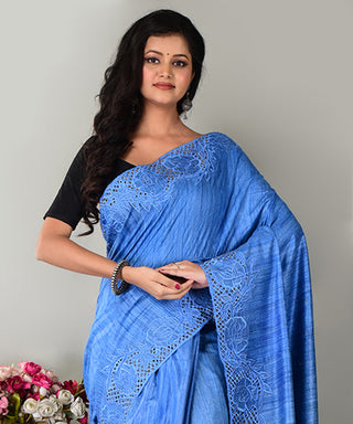 Resham Shilpi Exclusive Tussar Stitch Saree – Intricate Craftsmanship and Timeless Elegance