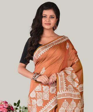 Resham Shilpi Exclusive Block Printed Mulberry Silk Saree – Luxury Handcrafted Tradition