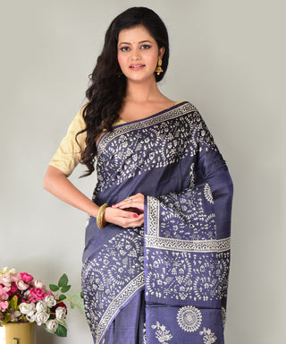 Resham Shilpi Exclusive Block Printed Mulberry Silk Saree – Luxury Handcrafted Tradition