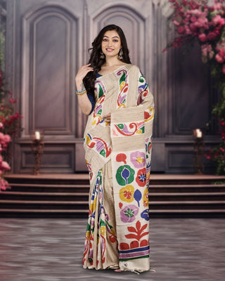 Resham Shilpi Silk Hand Batik Saree – Elegant Traditional Artistry with Handcrafted Design