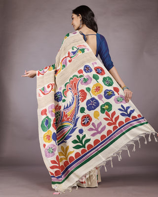 Resham Shilpi Silk Hand Batik Saree – Elegant Traditional Artistry with Handcrafted Design