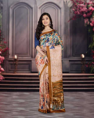Resham Shilpi Silk Hand Batik Saree – Elegant Traditional Artistry with Handcrafted Design