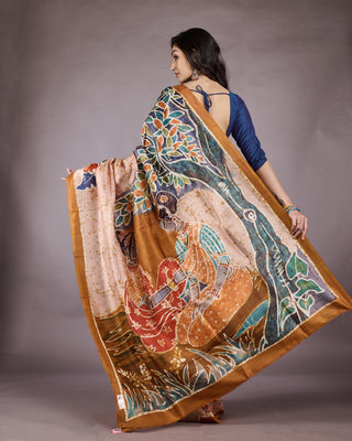 Resham Shilpi Silk Hand Batik Saree – Elegant Traditional Artistry with Handcrafted Design