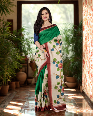 Resham Shilpi Exclusive Hand Painted Mulberry Silk Saree – Artistic Elegance in Every Thread