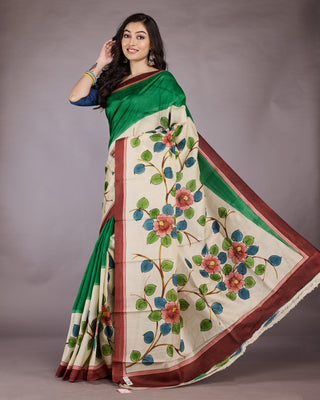 Resham Shilpi Exclusive Hand Painted Mulberry Silk Saree – Artistic Elegance in Every Thread