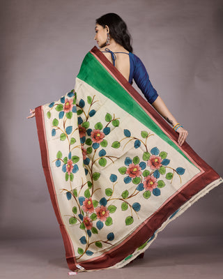Resham Shilpi Exclusive Hand Painted Mulberry Silk Saree – Artistic Elegance in Every Thread