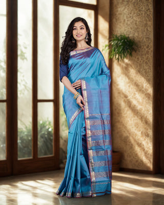 Resham Shilpi Exclusive Pure Silk Saree – Solid Color with Elegant Zari Border | Traditional & Timeless Elegance