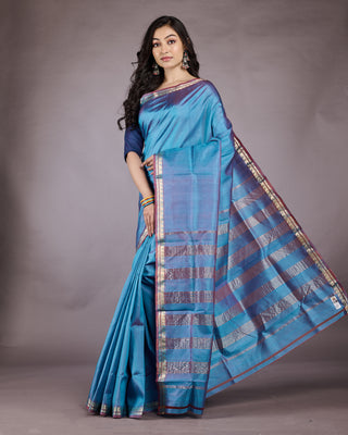 Resham Shilpi Exclusive Pure Silk Saree – Solid Color with Elegant Zari Border | Traditional & Timeless Elegance
