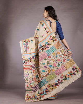 Resham Shilpi Exclusive Tussar Stitch Saree – Intricate Craftsmanship and Timeless Elegance