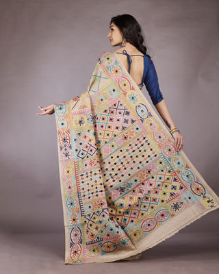 Resham Shilpi Exclusive Tussar Stitch Saree – Intricate Craftsmanship and Timeless Elegance