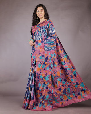 Resham Shilpi Exclusive Tussar Stitch Saree – Intricate Craftsmanship and Timeless Elegance