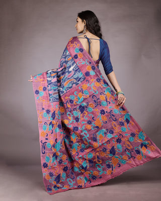 Resham Shilpi Exclusive Tussar Stitch Saree – Intricate Craftsmanship and Timeless Elegance