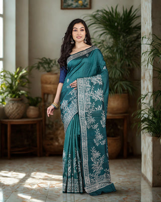 Resham Shilpi Exclusive Block Printed Mulberry Silk Saree – Luxury Handcrafted Tradition