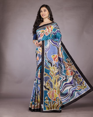 Resham Shilpi Silk Hand Batik Saree – Elegant Traditional Artistry with Handcrafted Design
