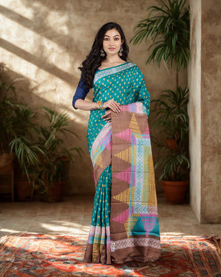 Resham Shilpi Exclusive Block Printed Mulberry Silk Saree – Luxury Handcrafted Tradition