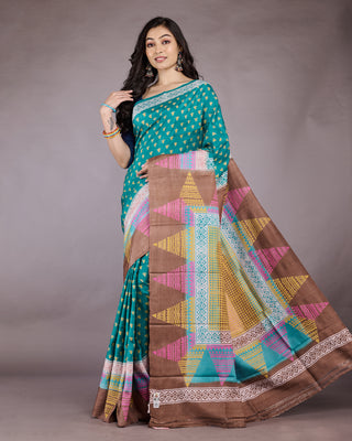 Resham Shilpi Exclusive Block Printed Mulberry Silk Saree – Luxury Handcrafted Tradition