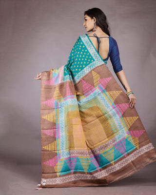 Resham Shilpi Exclusive Block Printed Mulberry Silk Saree – Luxury Handcrafted Tradition