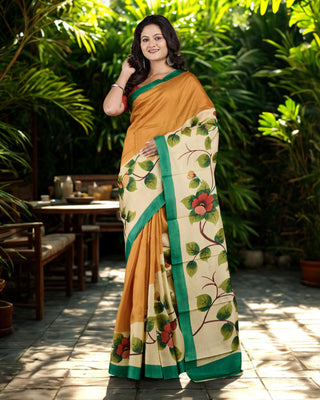Resham Shilpi Exclusive Hand Painted Mulberry Silk Saree – Artistic Elegance in Every Thread