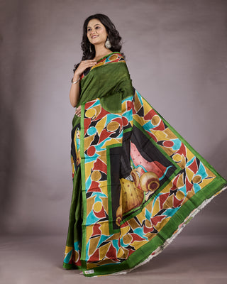 Resham Shilpi Exclusive Hand Painted Mulberry Silk Saree – Artistic Elegance in Every Thread
