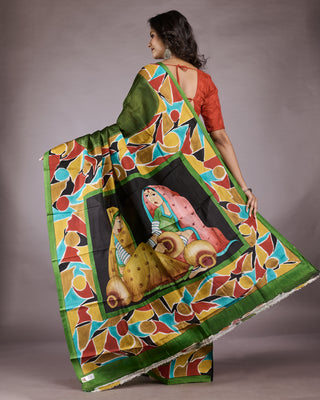 Resham Shilpi Exclusive Hand Painted Mulberry Silk Saree – Artistic Elegance in Every Thread