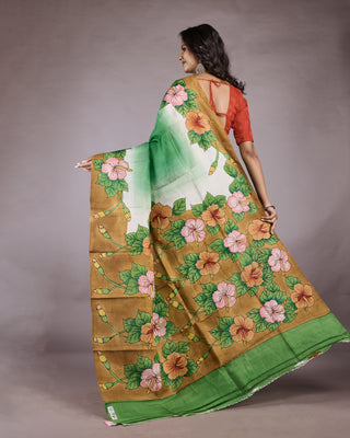 Resham Shilpi Exclusive Hand Painted Mulberry Silk Saree – Artistic Elegance in Every Thread