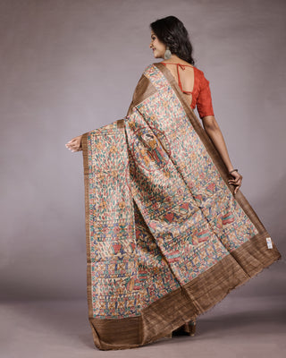 Resham Shilpi Exclusive Hand Painted Tussar Silk Saree – Artistic Elegance for Every Occasion