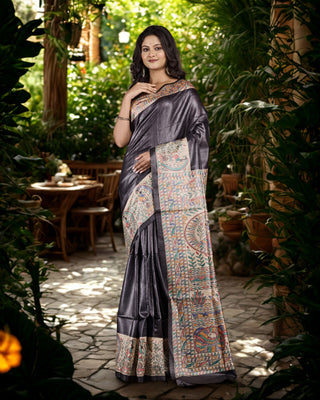 Resham Shilpi Exclusive Hand Painted Tussar Silk Saree – Artistic Elegance for Every Occasion