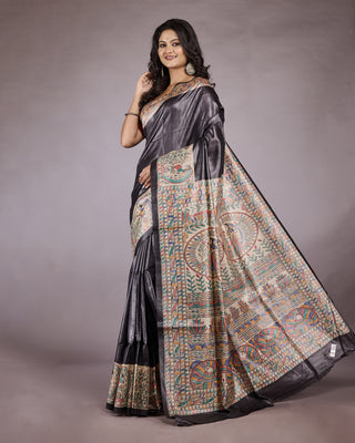 Resham Shilpi Exclusive Hand Painted Tussar Silk Saree – Artistic Elegance for Every Occasion
